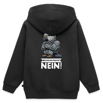 Avant que vous ne demandiez : pas de perroquet gris d’Afrique, perroquet, perroquet, perroquet, perroquet - Sweat Premium à capuche zippé enfant bio - noir - Dos - AI Model Kid Male (0cm)