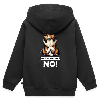 Avant de demander Collie, Collieowner Collie, Collie. - Sweat Premium à capuche zippé enfant bio - noir - Dos - AI Model Kid Male (0cm)