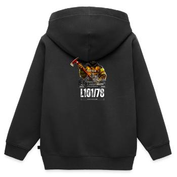 Motiv (einseitig) Version Dresden - Kinder Premium Organic Zip Hoodie - Schwarz - Hinten - AI Model Kid Male (0cm)