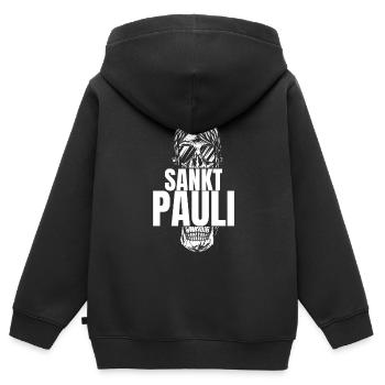 St Pauli. Éventail St pauli Éventail Paulianer Hamburger - Sweat Premium à capuche zippé enfant bio - noir - Dos - AI Model Kid Male (0cm)