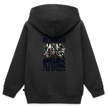 Emo Reindeer Brigade Sleighing in Style Emocore - Kinder Premium Organic Zip Hoodie - Schwarz - Hinten - AI Model Kid Male (0cm)