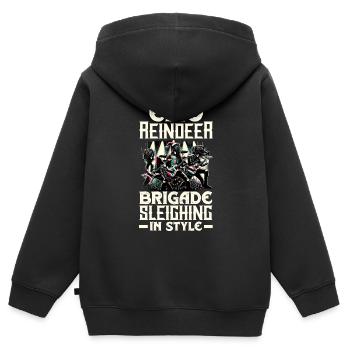 Emo Reindeer Brigade Sleighing in Style Emocore - Kinder Premium Organic Zip Hoodie - Schwarz - Hinten - AI Model Kid Male (0cm)