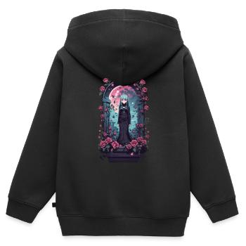 Gothic Anime Girl Viktorianisch Kawaii Design - Kinder Premium Organic Zip Hoodie - Schwarz - Hinten - AI Model Kid Male (0cm)