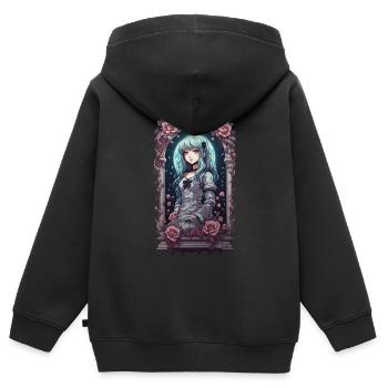 Aesthetic Goth Kawaii Anime Viktorianische Rosen - Kinder Premium Organic Zip Hoodie - Schwarz - Hinten - AI Model Kid Male (0cm)