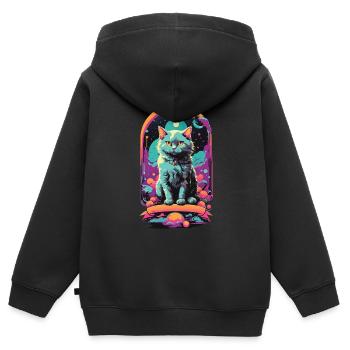 Gothic Pastel Katzen Magische Nacht Design - Kinder Premium Organic Zip Hoodie - Schwarz - Hinten - AI Model Kid Male (0cm)