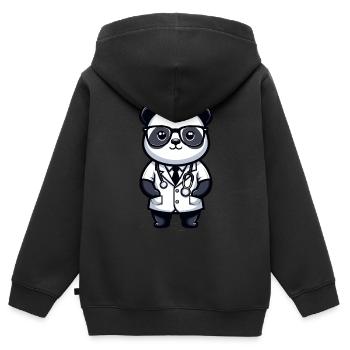 Cute Panda Doctor - Kids Premium Organic Zip-up Hoodie - black - Back - AI Model Kid Male (0cm)