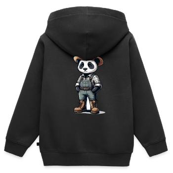 Cute Panda Farmer - Kids Premium Organic Zip-up Hoodie - black - Back - AI Model Kid Male (0cm)