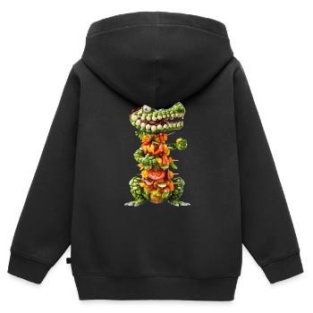 Krokodil Kebab - Kinder Premium Organic Zip Hoodie - Schwarz - Hinten - AI Model Kid Male (0cm)