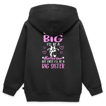 I´ll Be A Big Sister Ballerina Girls Announcement - Kinder Premium Organic Zip Hoodie - Schwarz - Hinten - AI Model Kid Male (0cm)