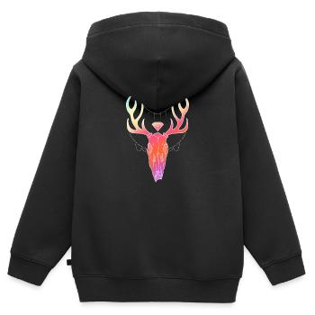 Hirschgeweih Schädel Lineart-Design - Kinder Premium Organic Zip Hoodie - Schwarz - Hinten - AI Model Kid Male (0cm)