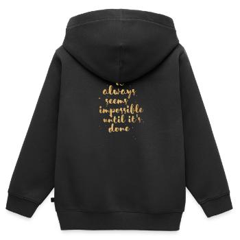 Impossible jusqu'à ce que fait - Sweat Premium à capuche zippé enfant bio - noir - Dos - AI Model Kid Male (0cm)