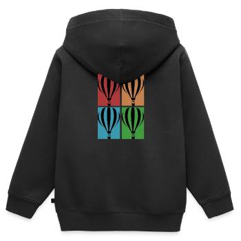 ballon à air chaud - Collage - Sweat Premium à capuche zippé enfant bio - noir - Dos - AI Model Kid Male (0cm)