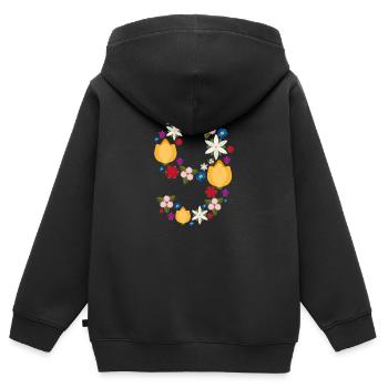Flowers 9 - Kinder Premium Organic Zip Hoodie - Schwarz - Hinten - AI Model Kid Male (0cm)