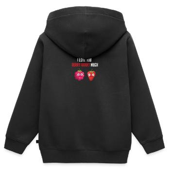 Fruits Berry Shirt I Love You Berry Berry Much - Kids Premium Organic Zip-up Hoodie - black - Back - AI Model Kid Male (0cm)