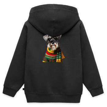 Schnauzer Weihnachten - Kinder Premium Organic Zip Hoodie - Schwarz - Hinten - AI Model Kid Male (0cm)