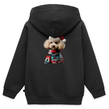 Pudel Weihnachten - Kinder Premium Organic Zip Hoodie - Schwarz - Hinten - AI Model Kid Male (0cm)