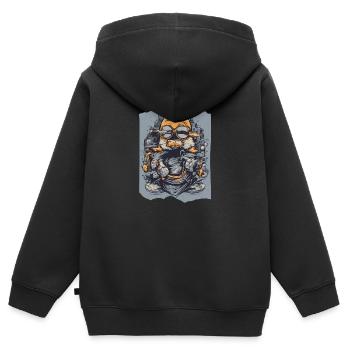 Skywise Schnurrhaare Aviator Tier Orange Grau Niedlich - Kinder Premium Organic Zip Hoodie - Schwarz - Hinten - AI Model Kid Male (0cm)