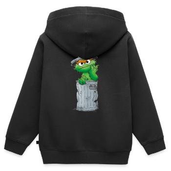 Sesamstraße Oscar Mülltonne - Kinder Premium Organic Zip Hoodie - Schwarz - Hinten - AI Model Kid Male (0cm)