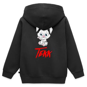 TEKK TEKKNO HARDTEKK TEKKE Süßer hase - Kinder Premium Organic Zip Hoodie - Schwarz - Hinten - AI Model Kid Male (0cm)