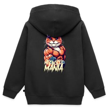 Miau-Manie - Kinder Premium Organic Zip Hoodie - Schwarz - Hinten - AI Model Kid Male (0cm)