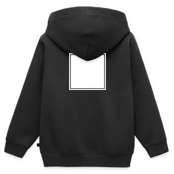 Quadrat Weiß Selbstgestaltung - Kinder Premium Organic Zip Hoodie - Schwarz - Hinten - AI Model Kid Male (0cm)
