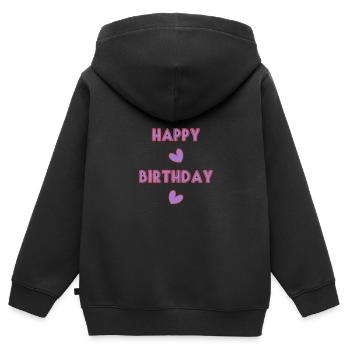 ALLES GUTE ZUM GEBURTSTAG!. ALLES GUTE ZUM GEBURTSTAG!. JAHRESTAG. - Kinder Premium Organic Zip Hoodie - Schwarz - Hinten - AI Model Kid Male (0cm)