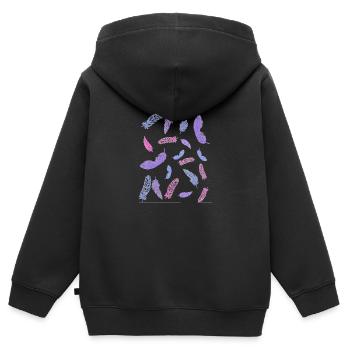 bi plumes - Sweat Premium à capuche zippé enfant bio - noir - Dos - AI Model Kid Male (0cm)