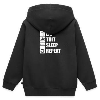 eat. tölt. sleep. repeat. - Kinder Premium Organic Zip Hoodie - Schwarz - Hinten - AI Model Kid Male (0cm)