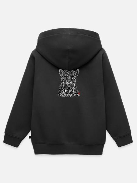 Leopard - Kinder Premium Organic Zip Hoodie - Schwarz