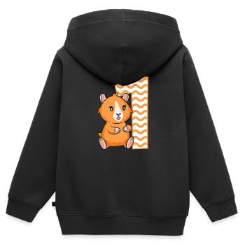 1er anniversaire Cochon d’Inde Fille 1 an - Sweat Premium à capuche zippé enfant bio - noir - Dos - AI Model Kid Male (0cm)
