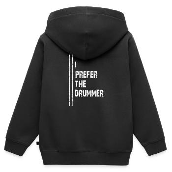 Je préfère le batteur | Je préfère le batteur - Sweat Premium à capuche zippé enfant bio - noir - Dos - AI Model Kid Male (0cm)
