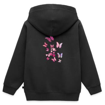Falter,Schmetterling, butterfly, schwarm, fliegen, - Kinder Premium Organic Zip Hoodie - Schwarz - Hinten - AI Model Kid Male (0cm)