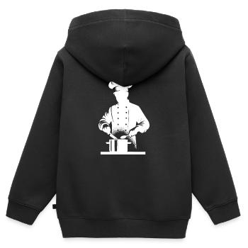Küchenkoch und Hobbykoch Silhouette Portrait - Kinder Premium Organic Zip Hoodie - Schwarz - Hinten - AI Model Kid Male (0cm)
