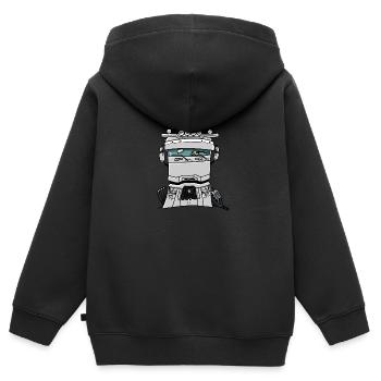 0813 R LKW weiß - Kinder Premium Organic Zip Hoodie - Schwarz - Hinten - AI Model Kid Male (0cm)