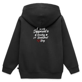 Ich sollte ein Backstreet Boy Shirt der 90er Jahre heiraten - Kinder Premium Organic Zip Hoodie - Schwarz - Hinten - AI Model Kid Male (0cm)