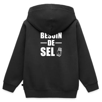 Besoin de Sel - Sweat Premium à capuche zippé enfant bio - noir - Dos - AI Model Kid Male (0cm)