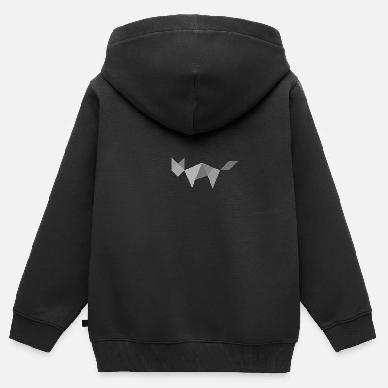 Chat - Tangram - Sweat Premium à capuche zippé enfant bio - noir