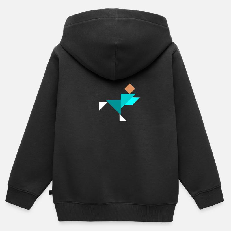 Patineurs - Tangram - Sweat Premium à capuche zippé enfant bio - noir
