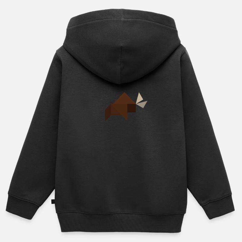 Bison - Tangram - Sweat Premium à capuche zippé enfant bio - noir
