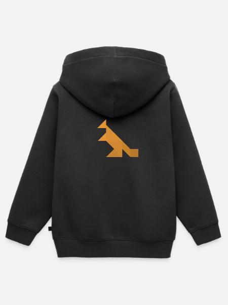 Kangaroo - Tangram - Kids Premium Organic Zip-up Hoodie - black