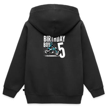Ich werde 5 Kindergeburtstag Junge Biker Motorrad - Kinder Premium Organic Zip Hoodie - Schwarz - Hinten - AI Model Kid Male (0cm)