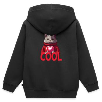 Cool Katze - Cool Cat - Kinder Premium Organic Zip Hoodie - Schwarz - Hinten - AI Model Kid Male (0cm)