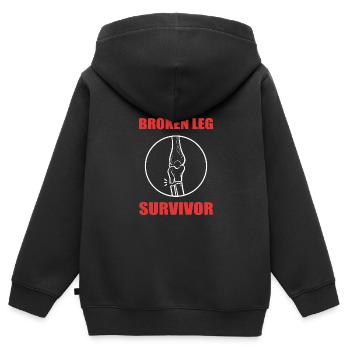 Gebrochenes Bein - Kinder Premium Organic Zip Hoodie - Schwarz - Hinten - AI Model Kid Male (0cm)