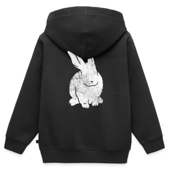 Lapin lapin lapin lapin - Sweat Premium à capuche zippé enfant bio - noir - Dos - AI Model Kid Male (0cm)