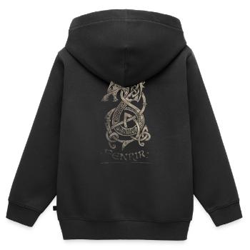 Fenrir Wolf Celtic Tribal Valhalla - Sweat Premium à capuche zippé enfant bio - noir - Dos - AI Model Kid Male (0cm)