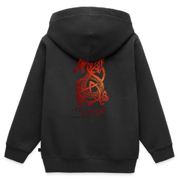 Fenrir Wolf - Walhalla - Celtic - Nordisch - Kinder Premium Organic Zip Hoodie - Schwarz - Hinten - AI Model Kid Male (0cm)