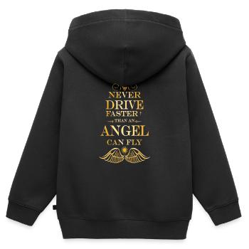 Never Drive Faster... [gold] - Kids Premium Organic Zip-up Hoodie - black - Back - AI Model Kid Male (0cm)