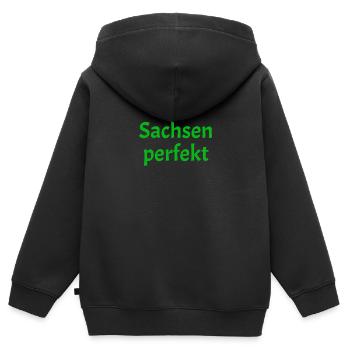 Sachsen perfekt - Kinder Premium Organic Zip Hoodie - Schwarz - Hinten - AI Model Kid Male (0cm)