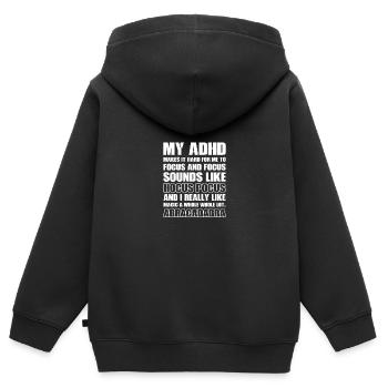 Fokus Magie Hyperaktiv und Cool Geschenk - Kinder Premium Organic Zip Hoodie - Schwarz - Hinten - AI Model Kid Male (0cm)