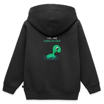 Nicht zu glauben Lustig und Joker Geschenk - Kinder Premium Organic Zip Hoodie - Schwarz - Hinten - AI Model Kid Male (0cm)